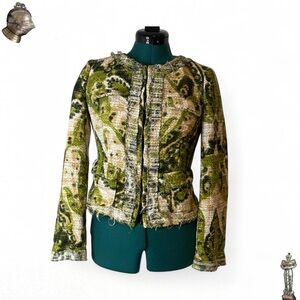 Euro Designer Les Copaines green abstract woven blazer jacket